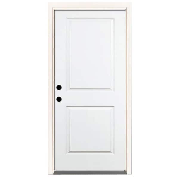 Steves & Sons 36 in. x 80 in. Element Series 2-Panel Square Wht Prime Steel Prehung Front Door Right-Hand Inswing w/ 6-9/16 in. Frame