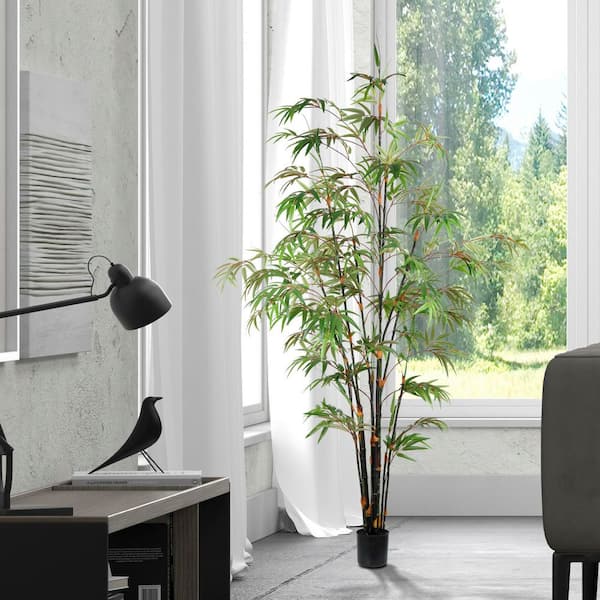 Vickerman 6 ft. Black Artificial Potted Japanese Bamboo Tree