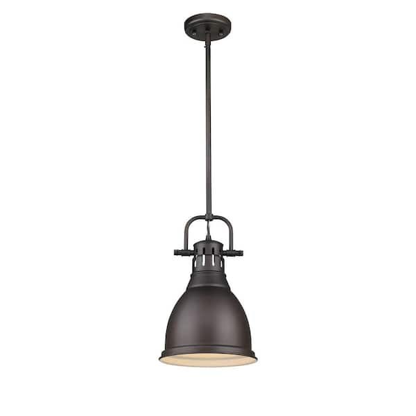 Golden Lighting Duncan 1 Light Rubbed Bronze 8 8 In Pendant With Shade 3604 S Rbz Rbz The