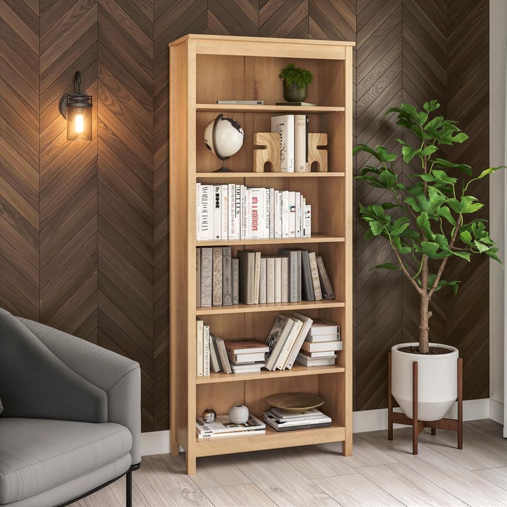 Classic 72in Tall Light Oak Solid Wood 6 Shelf Shaker Bookcase price history on PriceWatchPro