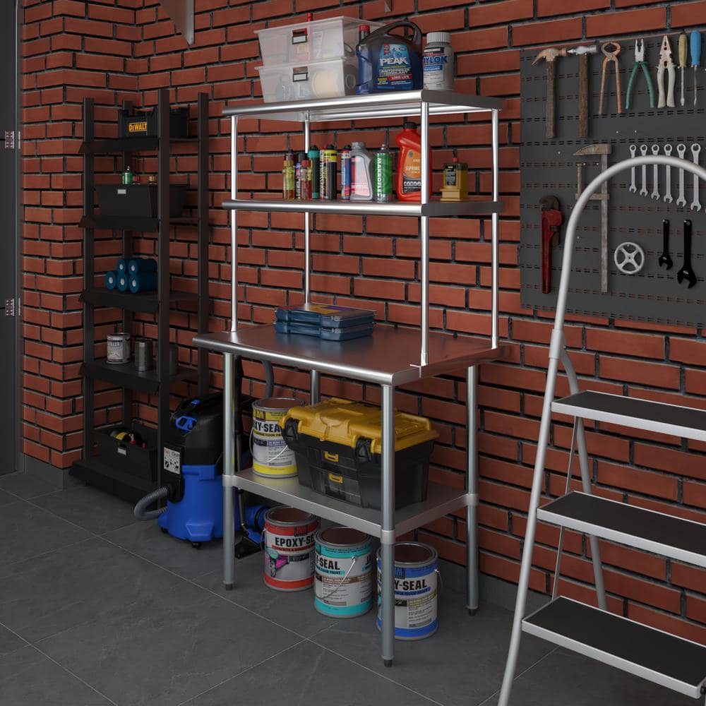 36" Stainless Steel Double-Tier Kitchen Overshelf