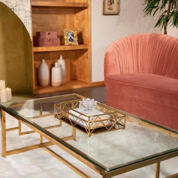 Liv & Skye Clear/Blush 4 in. x 3 in. Glass Decorative Trinket Box
