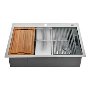 Uptowne 30 in. Drop-In/Undermount Single Bowl Stainless Steel Kitchen Sink with Accessories