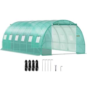 Walk-in Tunnel Greenhouse 10 ft. W x 20 ft. D x 7 ft. H Portable Plant Greenhouse with Galvanized Steel Hoops, Green
