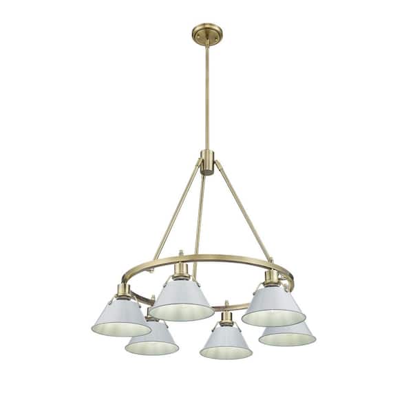 Golden Lighting Orwell 6-Light Aged Brass and Dusky Blue Chandelier