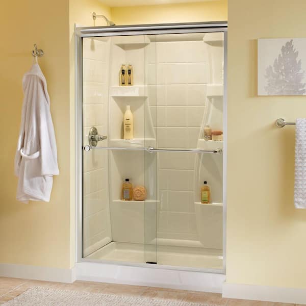 Delta Mandara 48 in. x 70 in. Semi-Frameless Traditional Sliding Shower Door in Chrome with Clear Glass