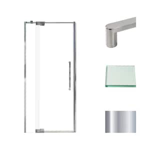 Irene 36 in. W x 76 in. H Pivot Semi-Frameless Shower Door in Polished Chrome with Clear Glass