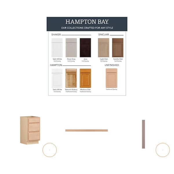 Unfinished Recessed Panel 3-Drawer and Sink Base Bath Cabinet Set with Filler and Toe Kick (4-Piece Combo)