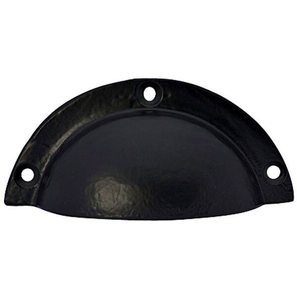 Copper Mountain Hardware Matte Black Finish 3-3/4 in. Overall Solid Cast Iron Traditional Cup Center-to-Center Pull