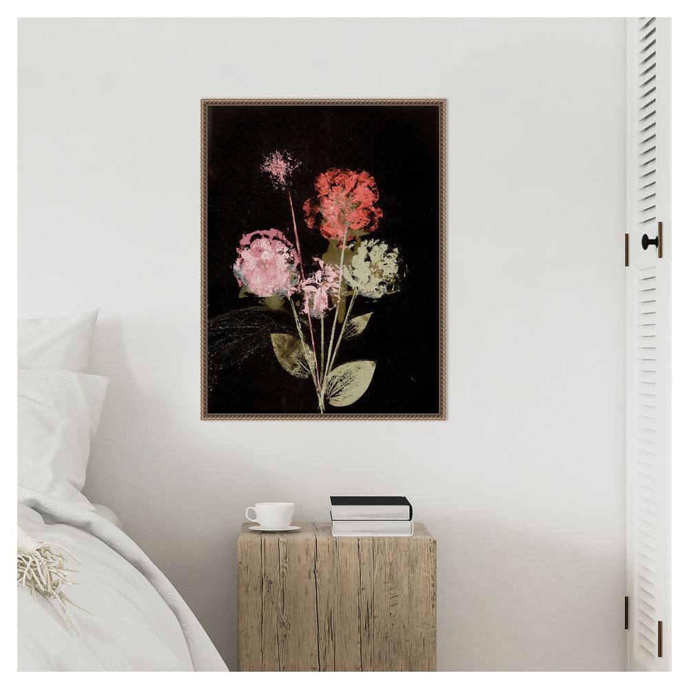 Large Beaded Framed Abstract Floral Canvas Wall Art