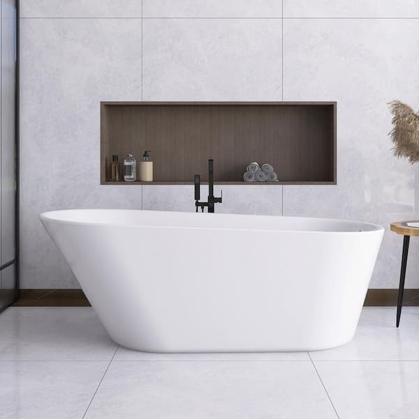69 in. x 30 in. Acrylic Soaking Bathtub with in Glossy White