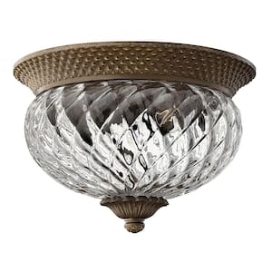 Plantation 12 in. 2-Light Pearl Bronze Flush Mount