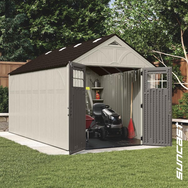 Tremont 8 ft. W x 13 ft. D Plastic Resin Storage Shed with Floor (104 sq. ft.) in Vanilla (Beige)