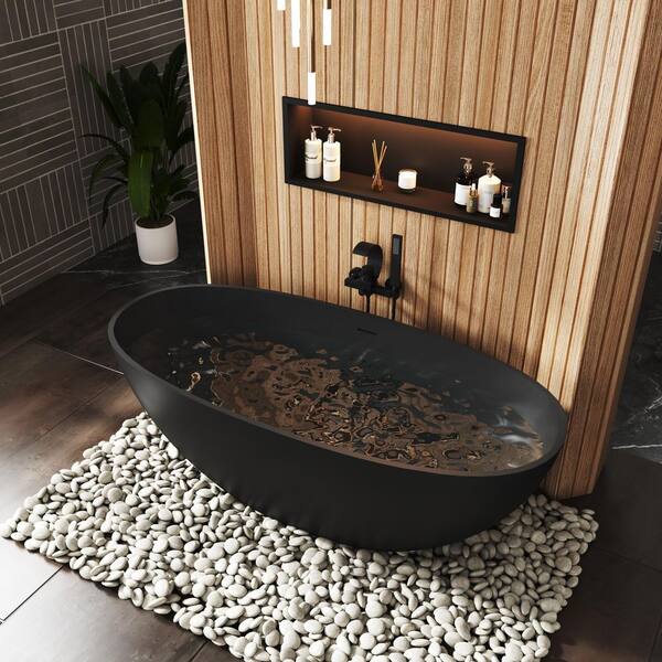CASAINC 65 in. x 30 in. Soaking Bathtub in Matte Black CA-17