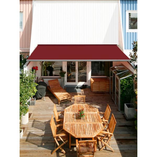 12 ft. SG Series Manual Retractable Patio Awning (118 in. Projection) in Burgundy