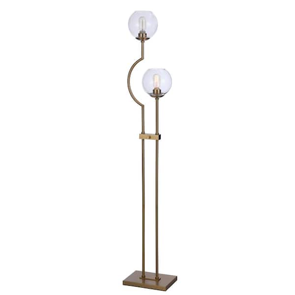 Stylecraft Ashington 65 In Brass Metal Floor Lamp With Clear Glass Globe L65795ds The Home Depot Brass Metal Floor Lamp, Stylecraft Floor Lamp