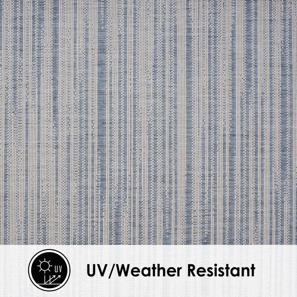 Abstract Blue and Beige Indoor/Outdoor Synthetic Area Rug, 5'2"x7'2"
