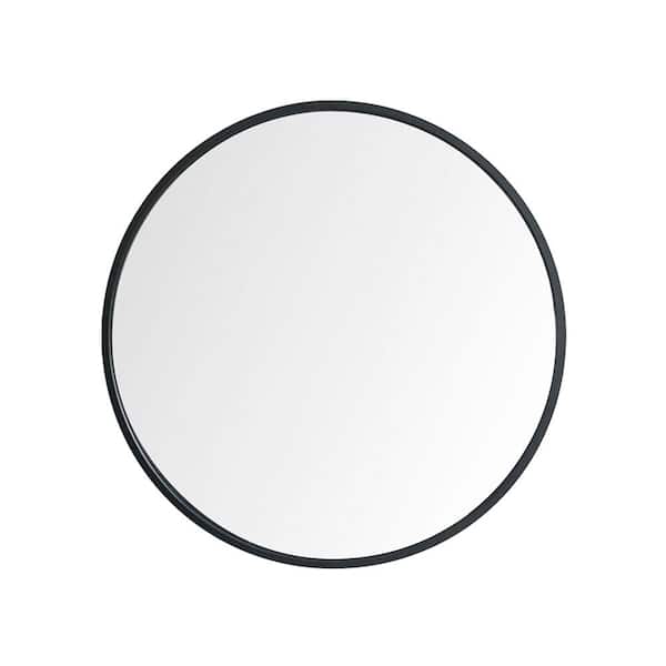 Unbranded 27.5 in. W x 27.5 in. H Round Alloy Metal Sleek Framed Wall Decor Bathroom Vanity Mirror in Black