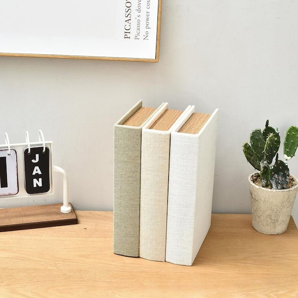 Multi-Colored 10 in. x 2 in. Wood Decorative Faux Book Boxes Set