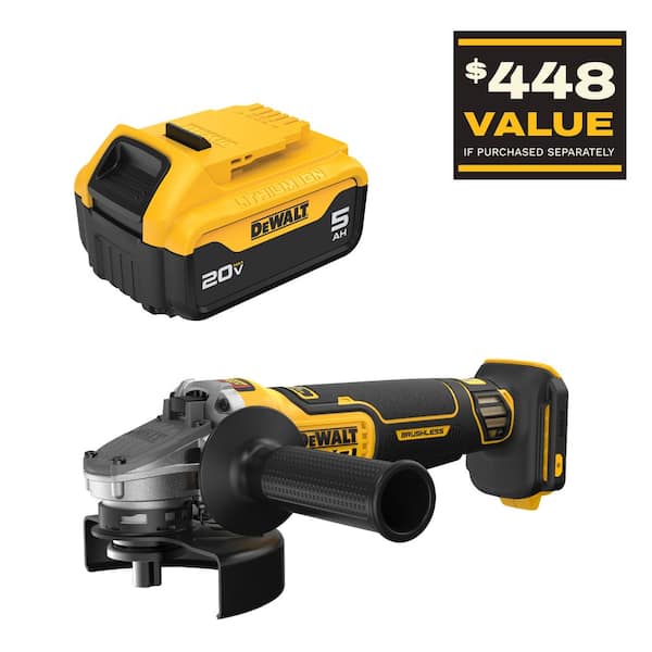 20-Volt MAX XR Lithium-Ion Brushless Cordless 4-1/2 in.-5 in. Grinder with 20-Volt MAX Premium 5. 0Ah Battery Pack