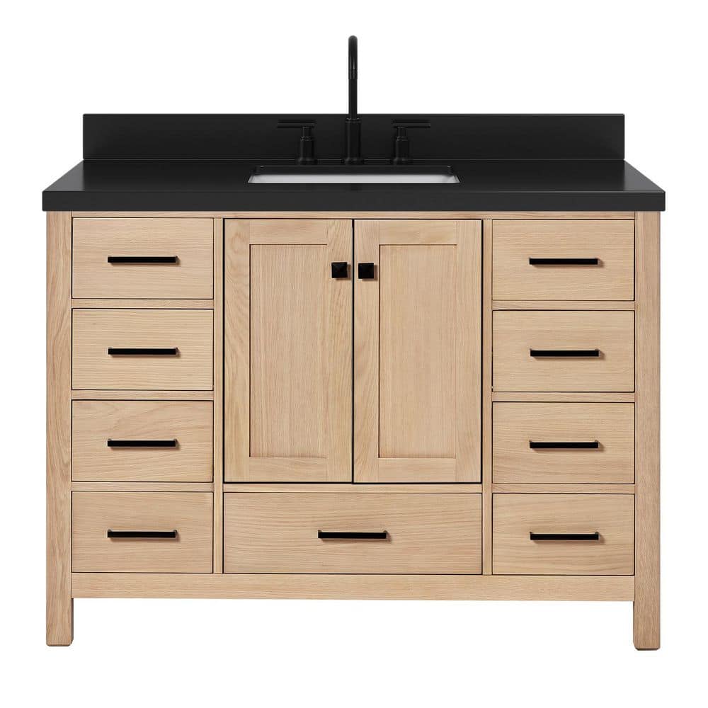 Cambridge 48 in. Single Sink Freestanding Bathroom Vanity in Oak with Carbon Black Quartz Top price history on PriceWatchPro
