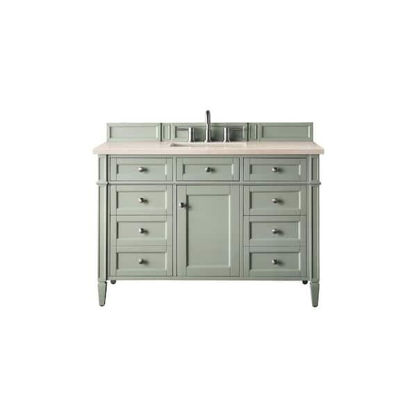 James Martin Vanities Brittany 48.0 in. W x 23.5 in. D x 34 in. H Bathroom Vanity in Sage Green with Eternal Marfil Quartz Top