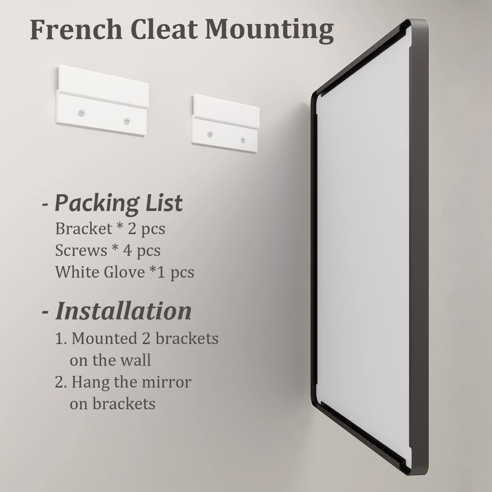 60x28 Matte Black Aluminum Framed Rectangular Vanity Mirror