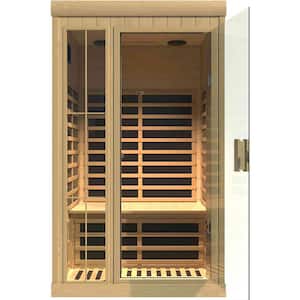 Moray 1-2 Person Indoor Hemlock Sauna with 7 Far-Infrared Carbon Crystal Heaters and Chromotherapy