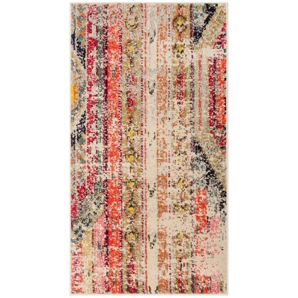 SAFAVIEH Monaco Light Gray/Multi Doormat 2 ft. x 4 ft. Distressed Area Rug