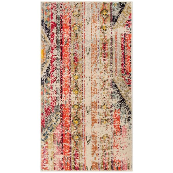 SAFAVIEH Monaco Light Gray/Multi Doormat 3 ft. x 5 ft. Distressed Area Rug