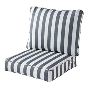 24 in. x 24 in. 2-Piece Deep Seating Outdoor Lounge Chair Cushion Set in Canopy Stripe Gray