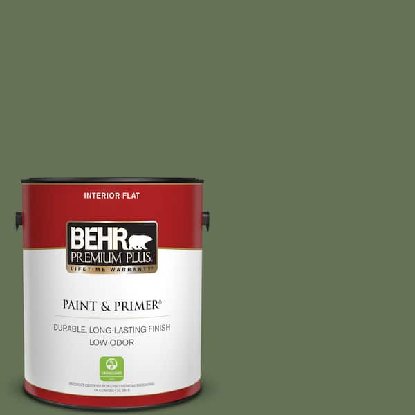 BEHR PREMIUM PLUS 1 gal. #PMD-46 French Tarragon Flat Low Odor Interior Paint & Primer