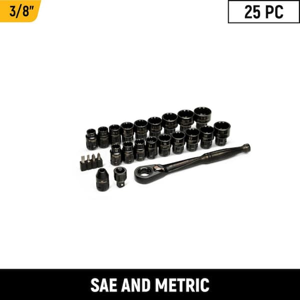 3/8 in Drive Pass-Thru Ratchet and Socket Set (25-Piece)
