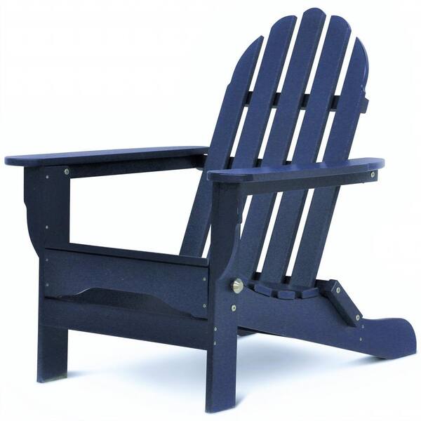 DUROGREEN Icon Navy Recycled Plastic Folding Adirondack Chair (2-Pack)