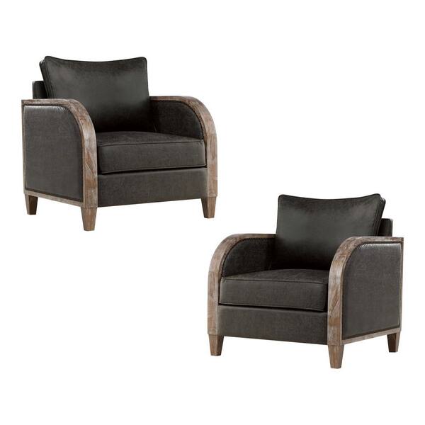 EVERGLADE HOME Strader Dark Gray Microfiber Accent Chair (Set of 2)