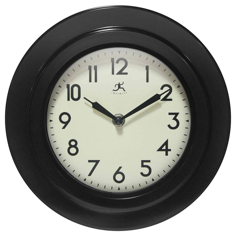 Infinity Instruments Retro Escape 9.75" Wall Clock Black 20305BK4543 The Home Depot