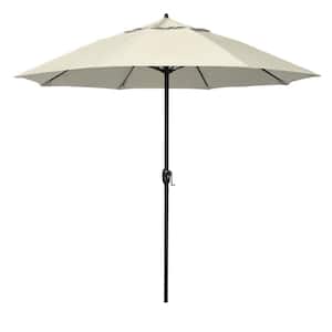 9 ft. Bronze Aluminum Market Patio Umbrella with Fiberglass Ribs and Auto Tilt in Beige Olefin