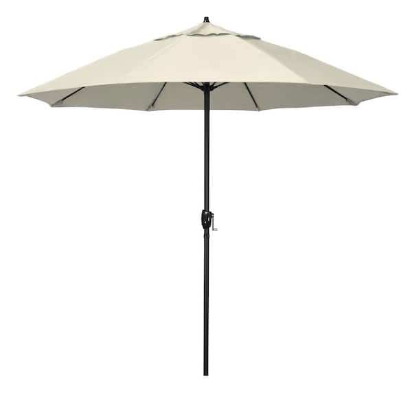 California Umbrella 9 ft. Bronze Aluminum Market Patio Umbrella with Fiberglass Ribs and Auto Tilt in Beige Olefin