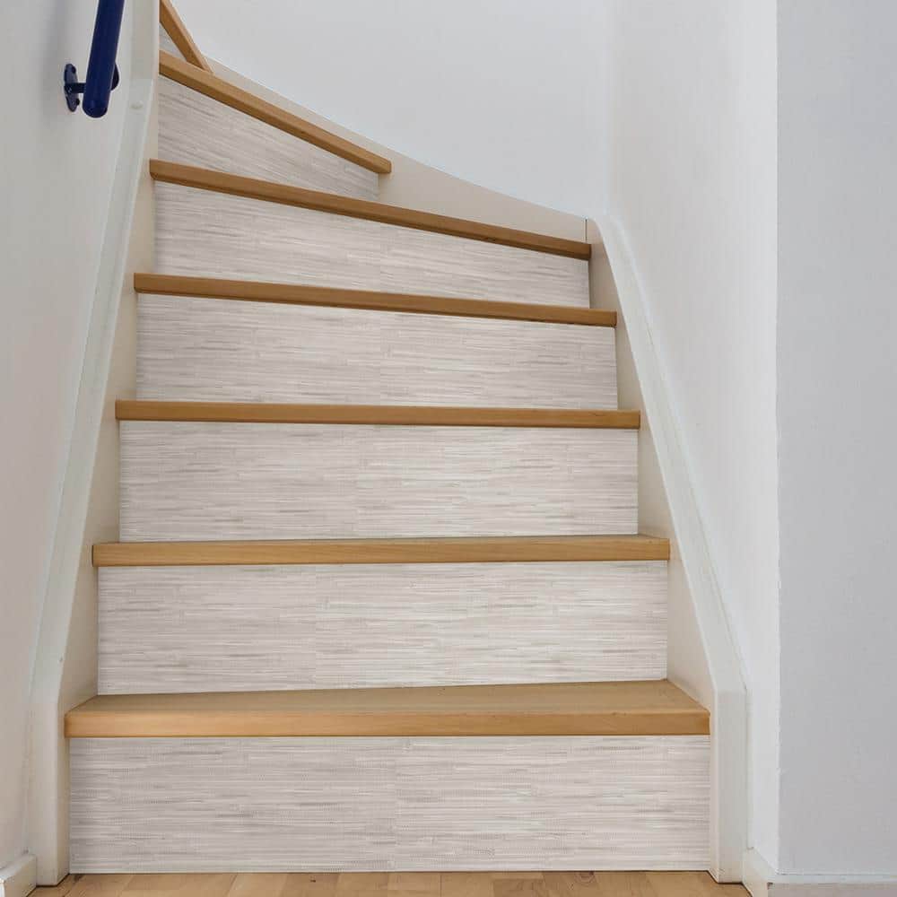 Cream Grasscloth Embossed Peel and Stick Wallpaper