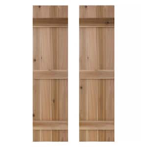 14 in. x 84 in. Wood Traditional Dirty Blonde Board and Batten Shutters Pair