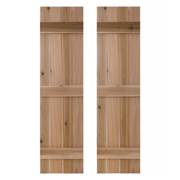Dogberry 14 in. x 84 in. Wood Traditional Dirty Blonde Board and Batten Shutters Pair