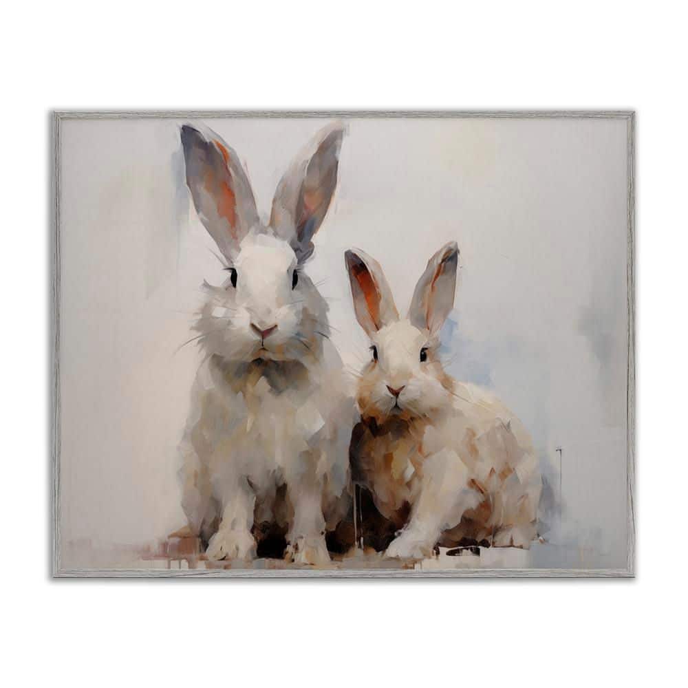 Fluffy Spring Bunnies by Arlington Prints Gray Framed Animal Giclee Art Print 11 in. x 14 in. price history on PriceWatchPro