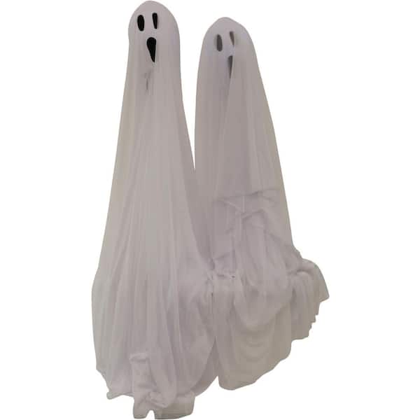 Haunted Hill Farm 50 in. Battery Operated Multi-Colored Ghost Stakes Halloween Prop (Set of 2)