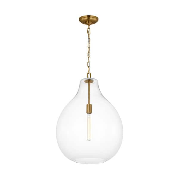 Generation Lighting - Magnus Extra Large 1-Light Burnished Brass Pendant Light with Clear Glass Shade