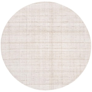Abstract Ivory/Beige 10 ft. x 10 ft. Striped Round Area Rug