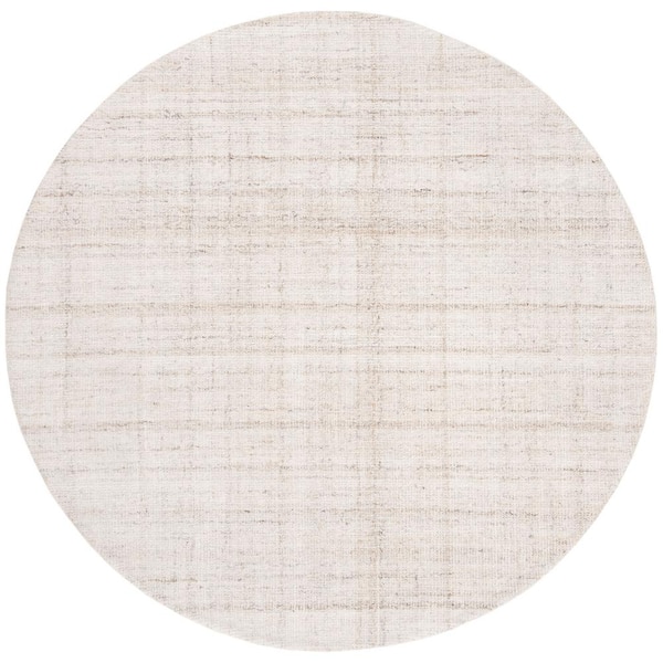 Abstract Ivory/Beige 12 ft. x 12 ft. Striped Round Area Rug