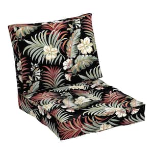 24 in. x 18 in. Outdoor Plush Modern Tufted Blowfill Deep Seat Lounge Chair Cushion Simone Black Tropical