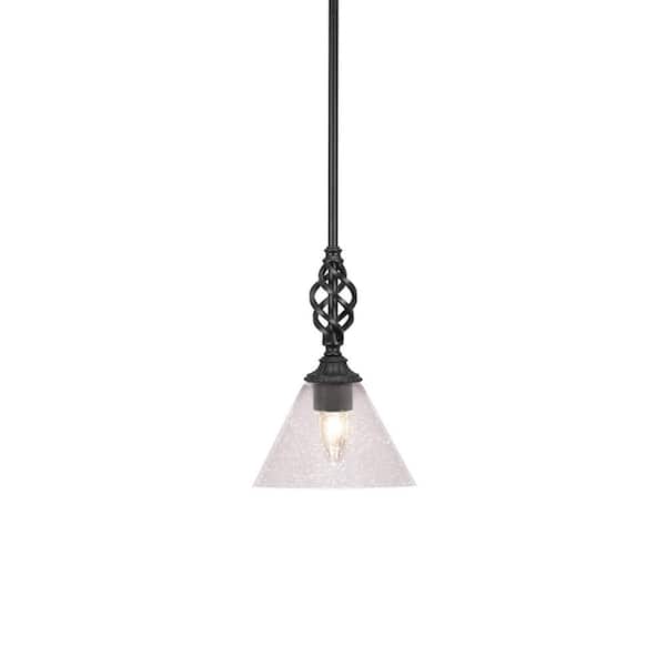Unbranded Bridgewater 100 W 1-Light Matte Black Standard Mini Pendant Light with Glass Shade