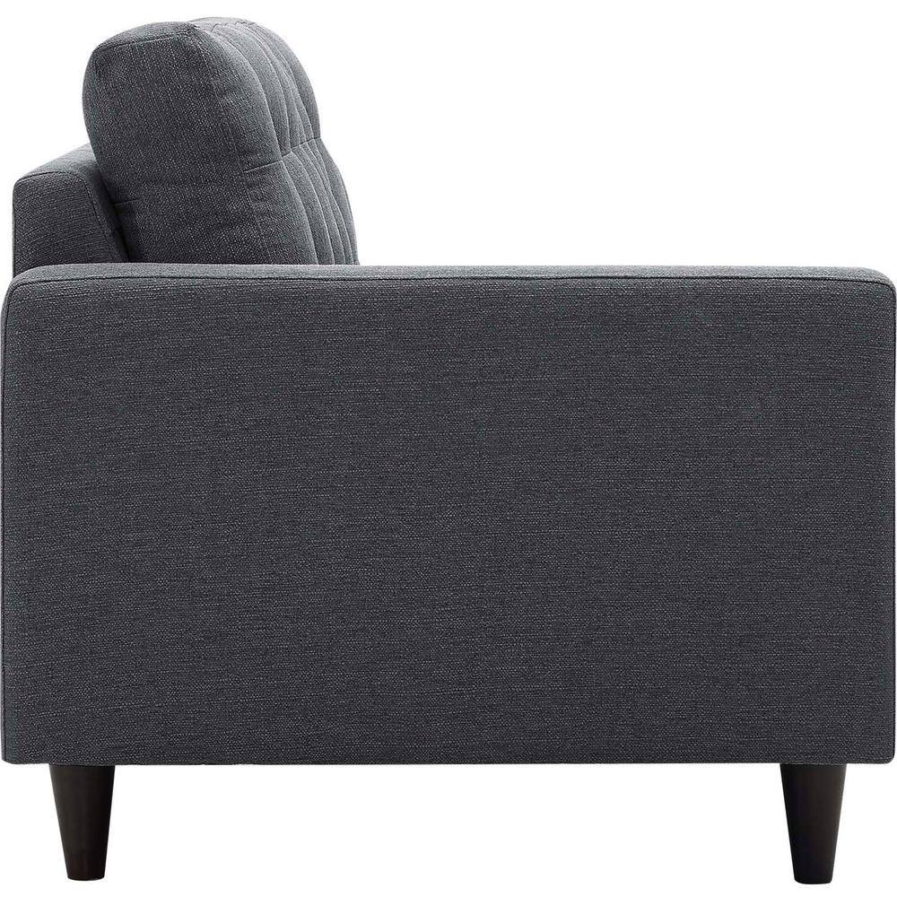 Gray Fabric Tufted Loveseat with Wooden Legs and Track Arms