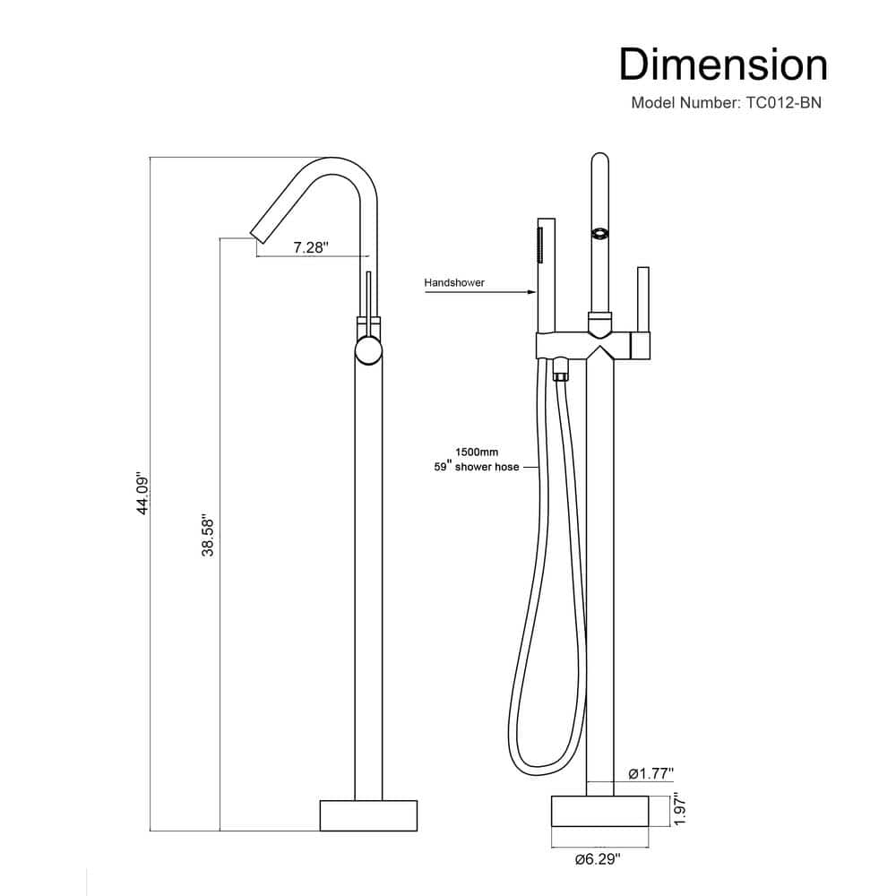 Brushed Nickel Freestanding Tub Filler with Hand Shower